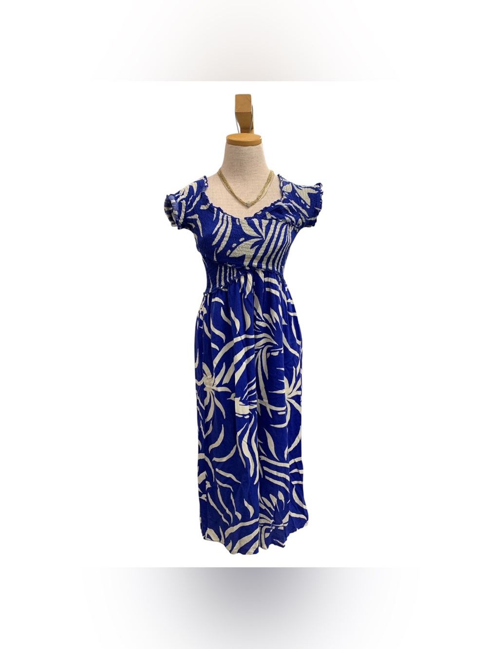 Patrons of Peace Royal Blue & Cream Floral Maxi Dress Size M